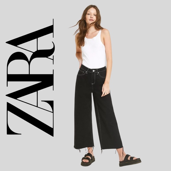 Zara  Contrast Stitch Wide Leg Jeans - Picture 1 of 13